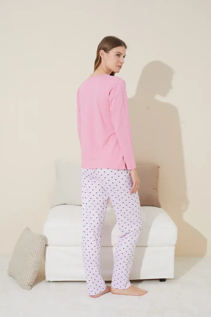 Düğmeli Pamuklu Örme Pijama Takım 24240101