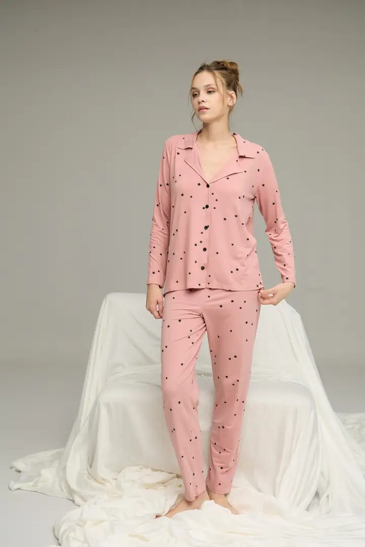 Gömlek Yaka Düğmeli Milan Örme Pijama Takım25224024