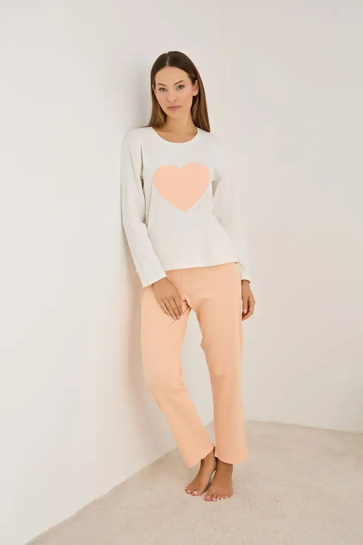 Pamuklu Fitilli Kaşkorse Örme Pijama Takım 25226013