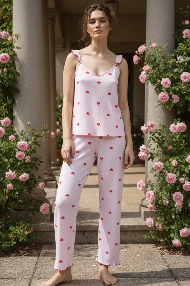 Fitilli Kaşkorse Örme Pijama Takım 26120651