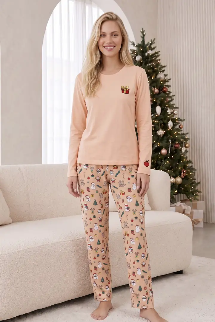 Pamuklu Likralı Örme Pijama Takım26241175