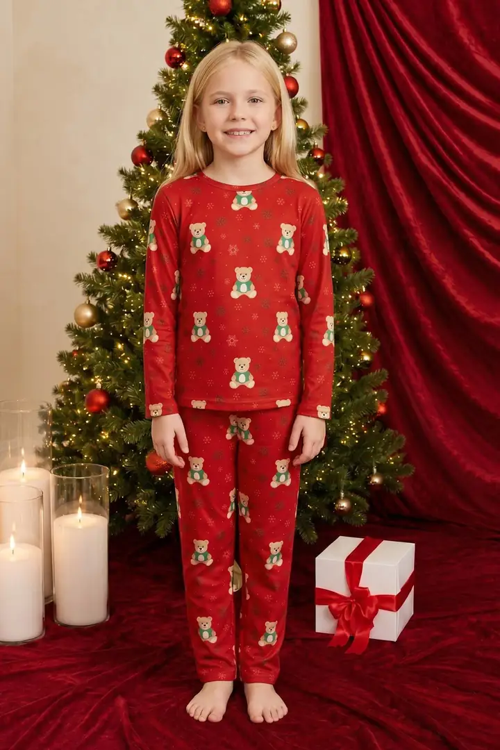 Yılbaşı Temalı Desenli Termal Kumaşlı Ultra Soft Yumuşak Örme Pijama Takımı 26226901