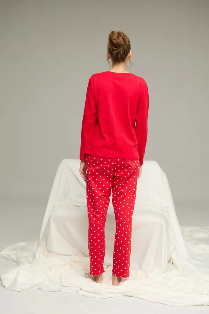 Pamuklu Bisiklet Yaka Örme Pijama Takım 25241137