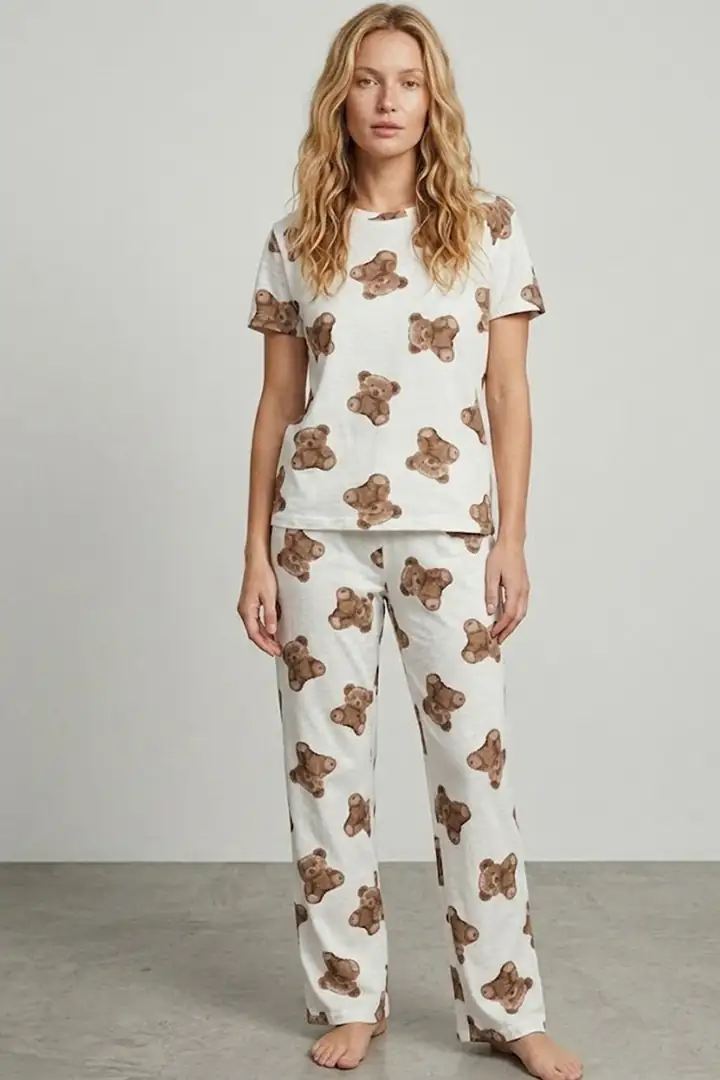 İnce Soft Örme Mevsimlik Pijama Takımı 8003