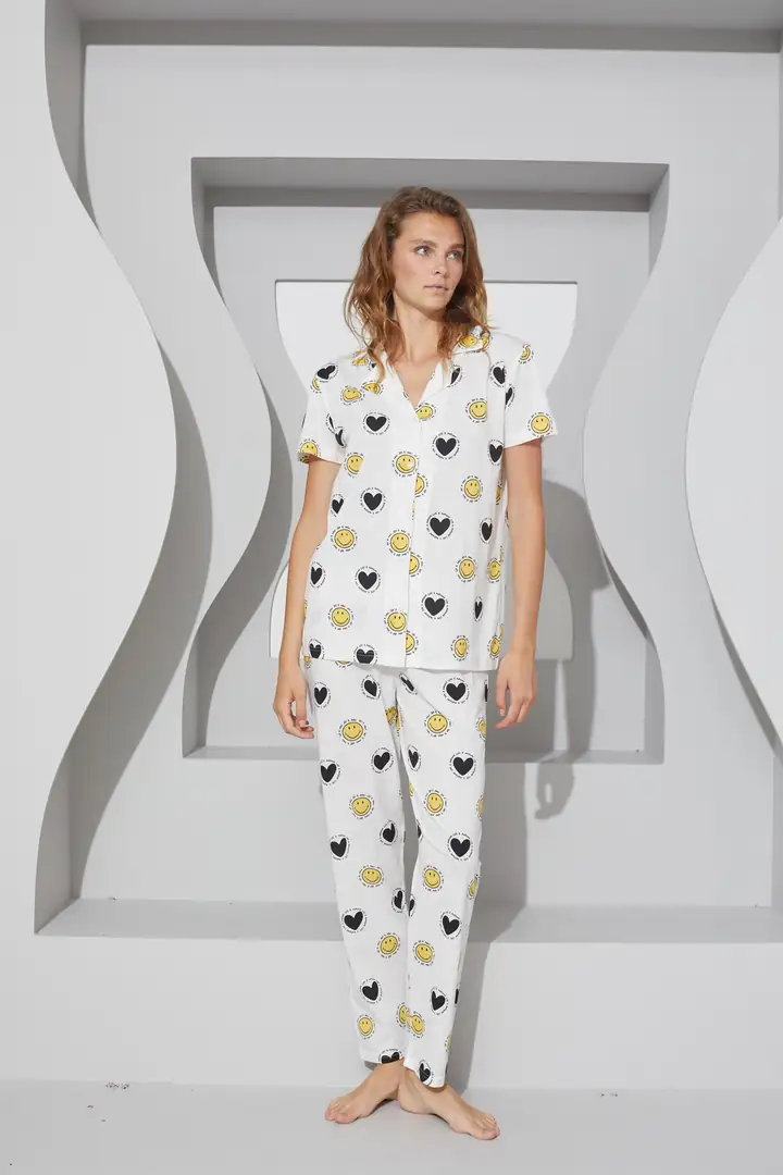Örme Düğmeli Pijama Takım 7756