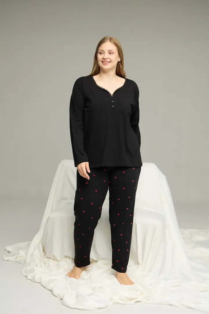 Curve Büyük Beden Battal Boy Pamuklu Pijama Takım25240824