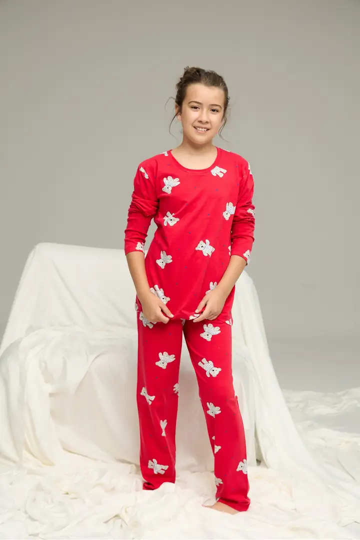 Pamuklu Bisiklet Yaka Örme Pijama Takım 25241135