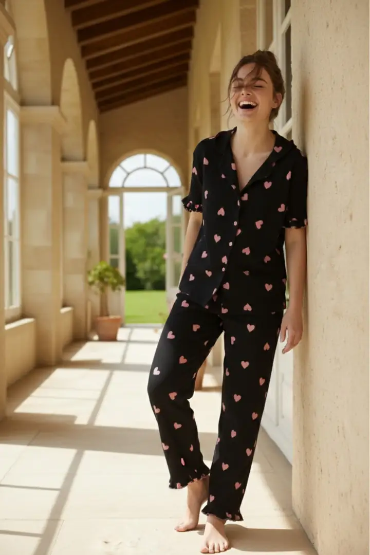 Bürümcük-Krınkıl Kısa Kollu Düğmeli Pijama Takım 26120527