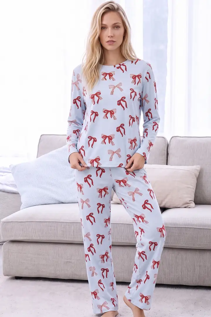 Desenli Termal Kumaşlı Ultra Soft Yumuşak Örme Pijama Takımı 26226318