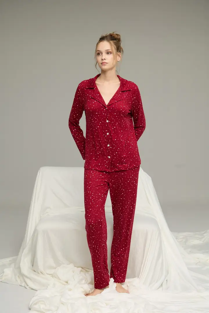 Gömlek Yaka Düğmeli Milan Örme Pijama Takım25224019