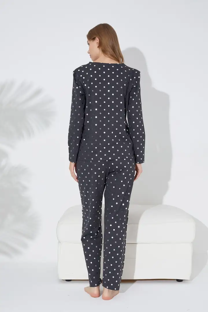 Puan Desenli Örme Pijama Takım 7792
