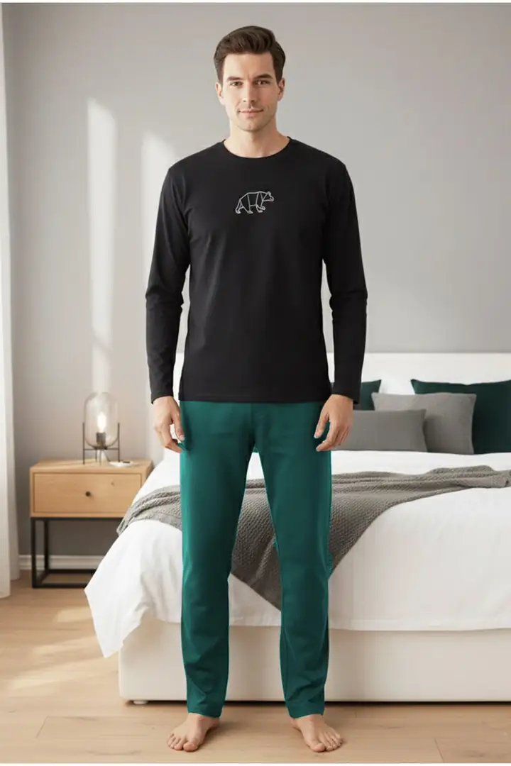 Uzun Kollu Büyük Beden Örme Pijama Takım 7918