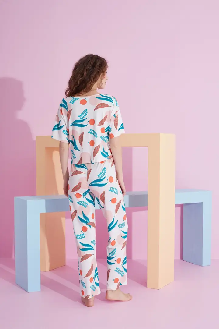 Likralı Örme Pijama Takım 7803