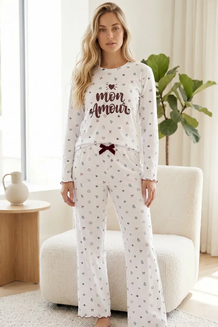 Pamuklu Likralı Örme Pijama Takım 26241165