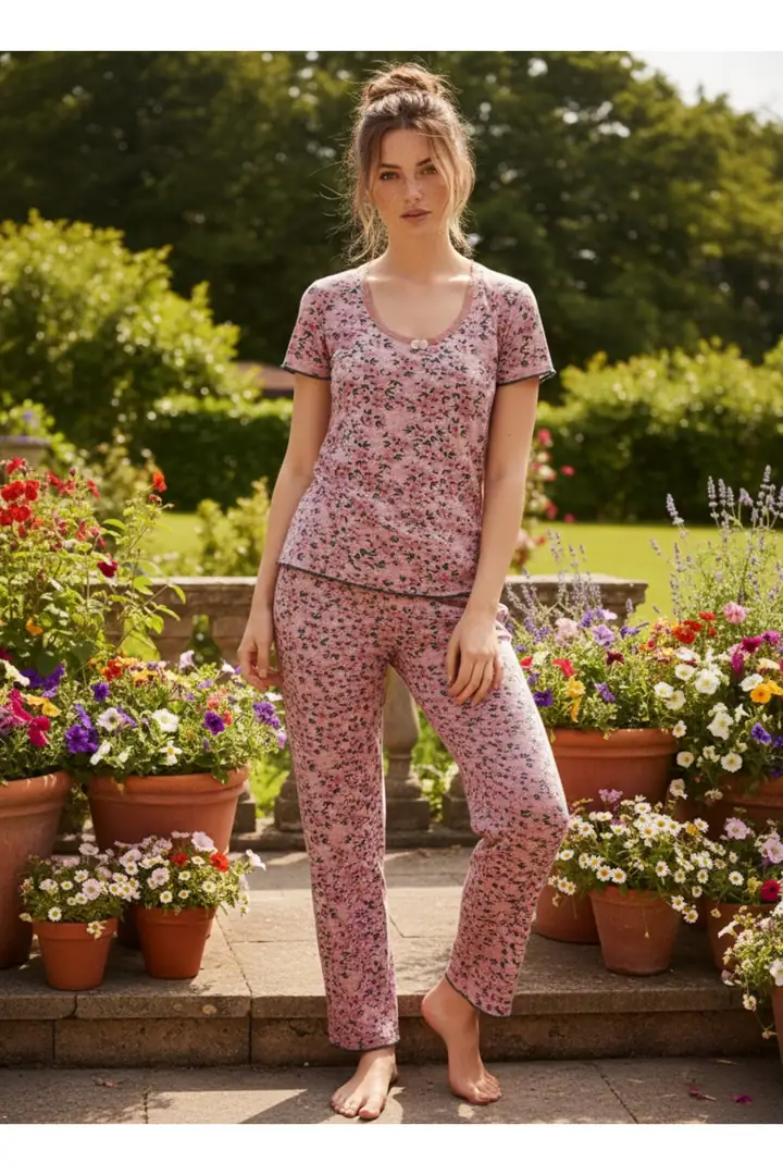 Dantelli Fitilli Kaşkorse Örme Pijama Takım 26120552