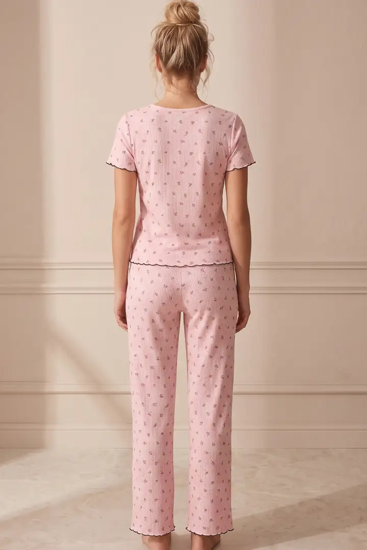 Fiyonklu Pointelli Örme Pijama Takımı 26120660