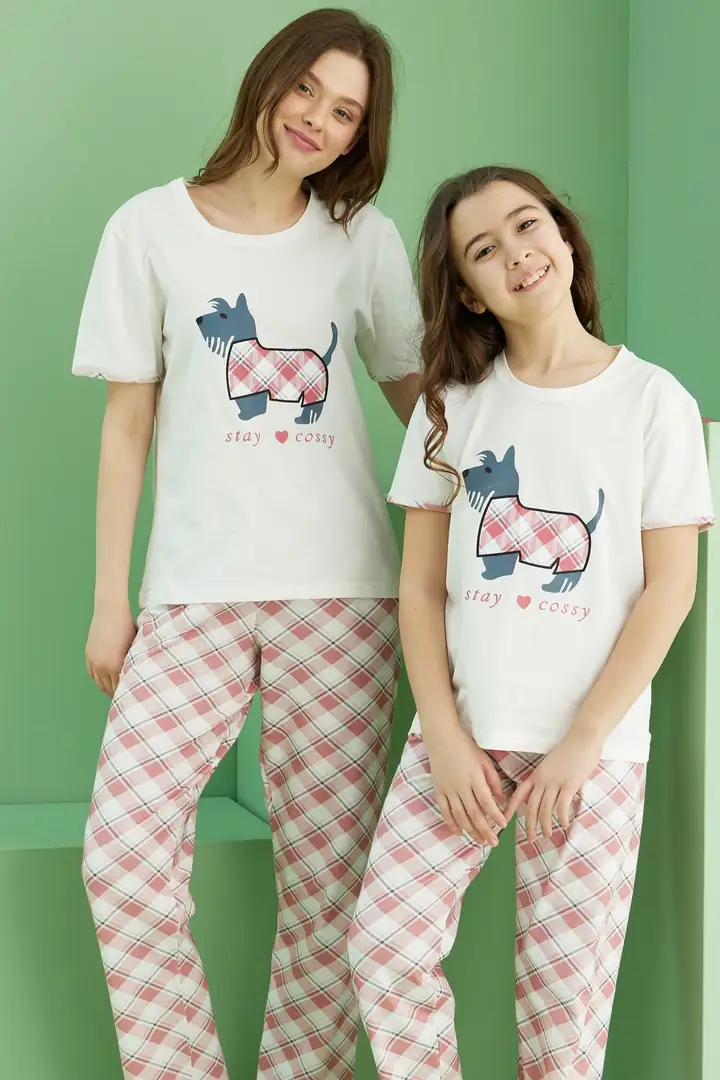 Pamuklu Bisiklet Yaka Örme Pijama Takım25117086