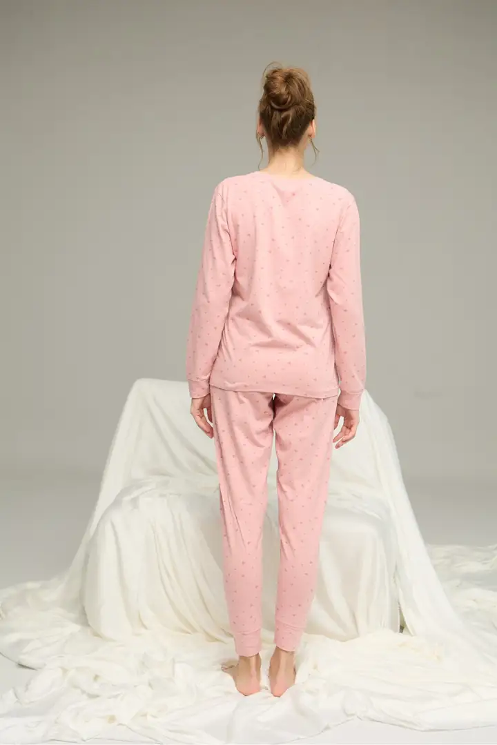 Pamuklu Bisiklet Yaka Örme Pijama Takım 25241123