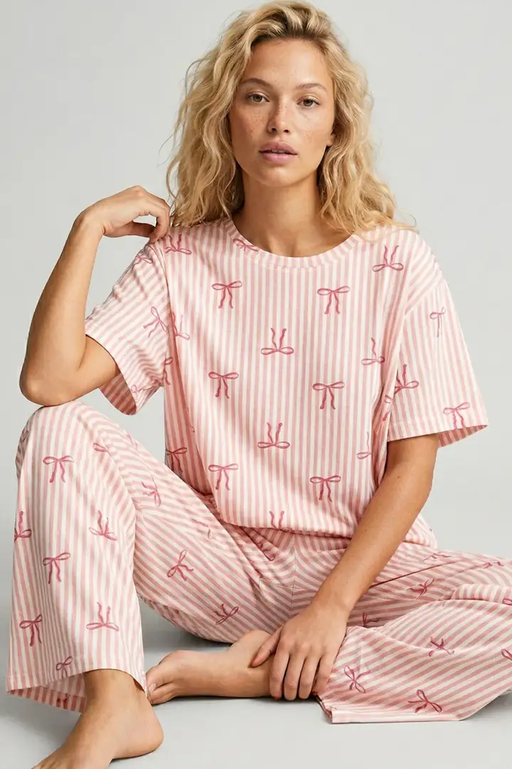 İnce Soft Örme Mevsimlik Pijama Takımı 8003