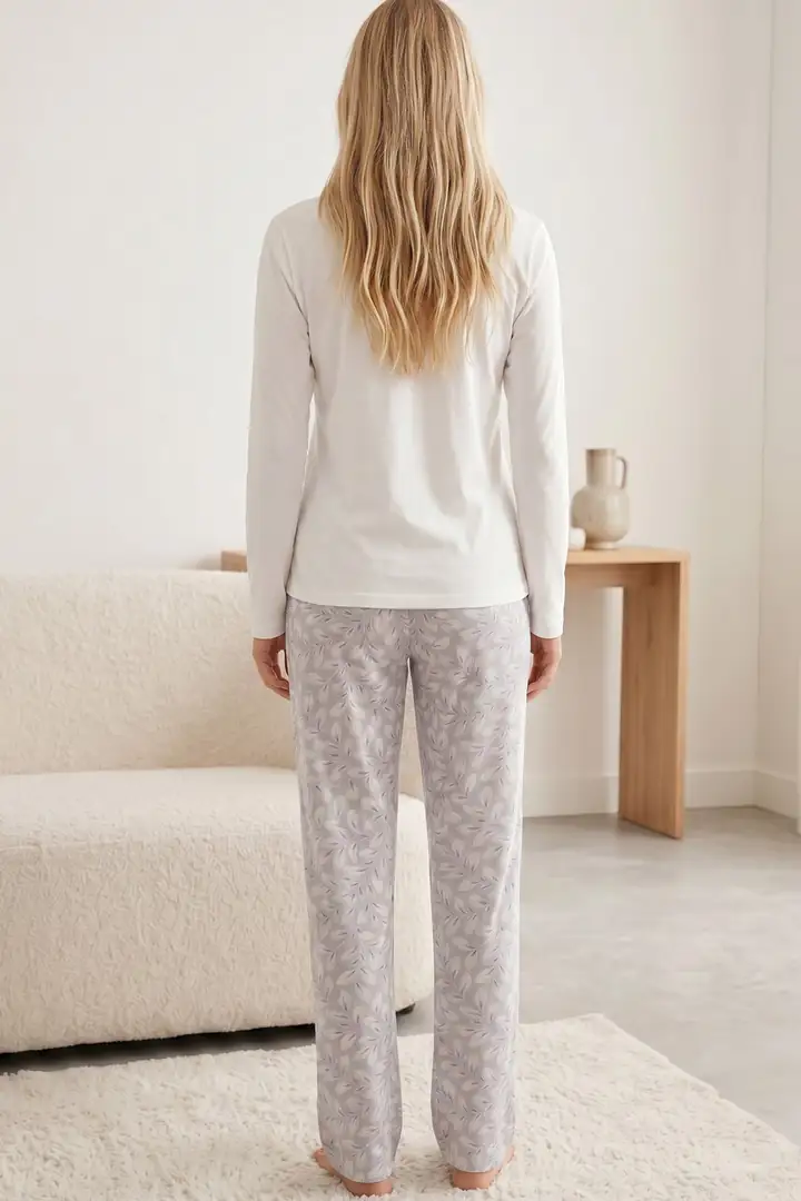 Dantelli Pamuklu Likralı Örme Pijama Takım 26240333