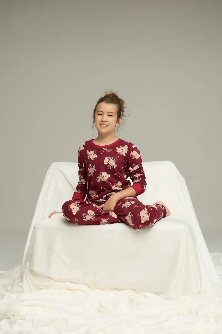Pamuklu Bisiklet Yaka Örme Pijama Takım 25241141