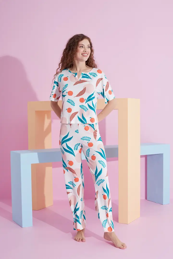 Likralı Örme Pijama Takım 7803