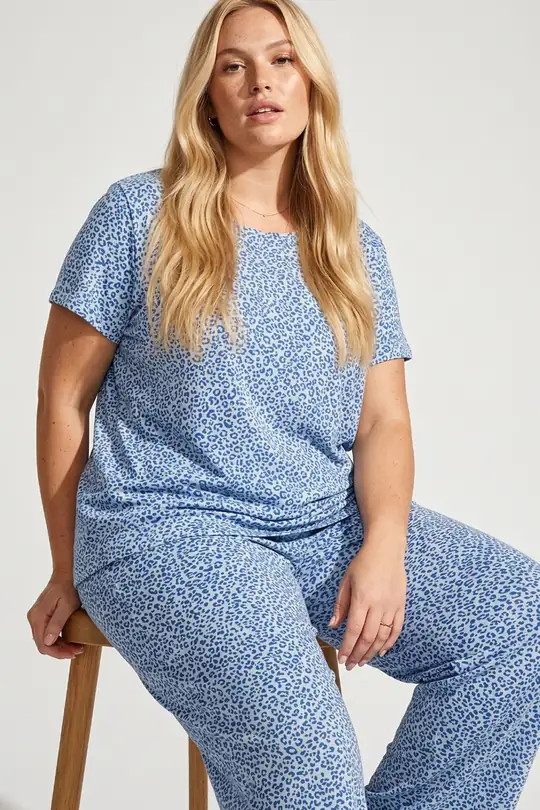 Büyük Beden Battal Örme Pijama Takım 7614 - Mavi