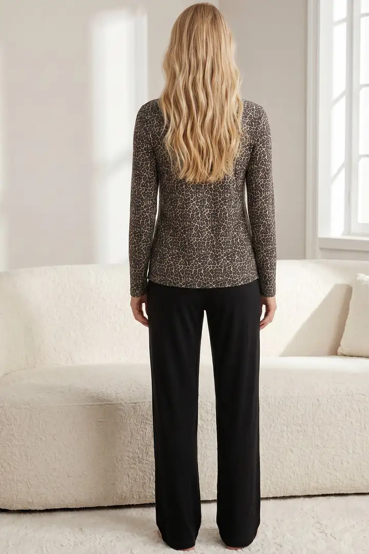 Düğmeli Pamuklu Likralı Örme Pijama Takım 26240311