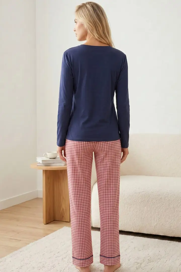 Pamuklu Likralı Örme Pijama Takım 26240297